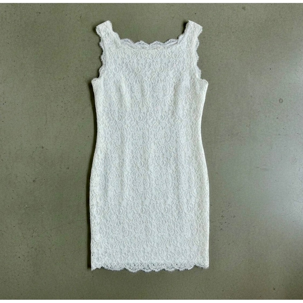 Adrianna Papell Lace Bateau Neck Mini Dress Sleeveless Resort Wear Bridal sz 8